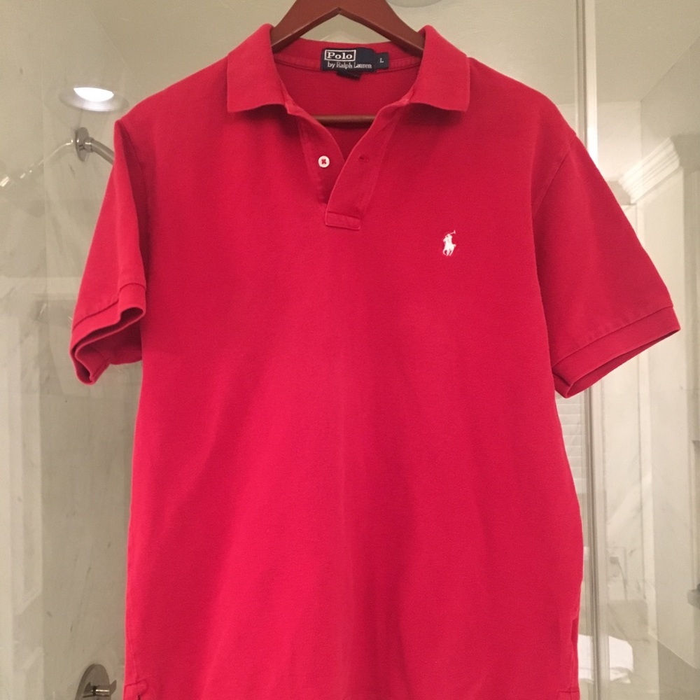 Red with white logo RL polo. Size L.